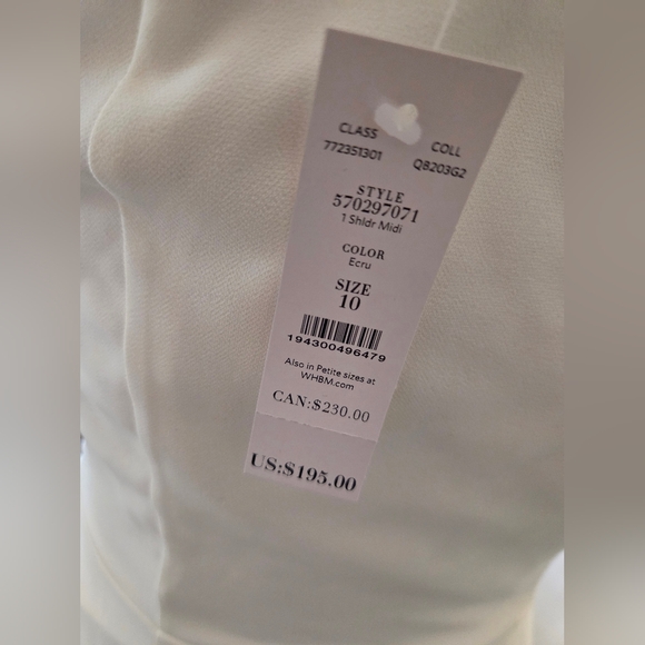 NWT White House Black Market One Shoulder Midi Dress Ecru in Ivory/White Size 10 - Picture 5 of 6